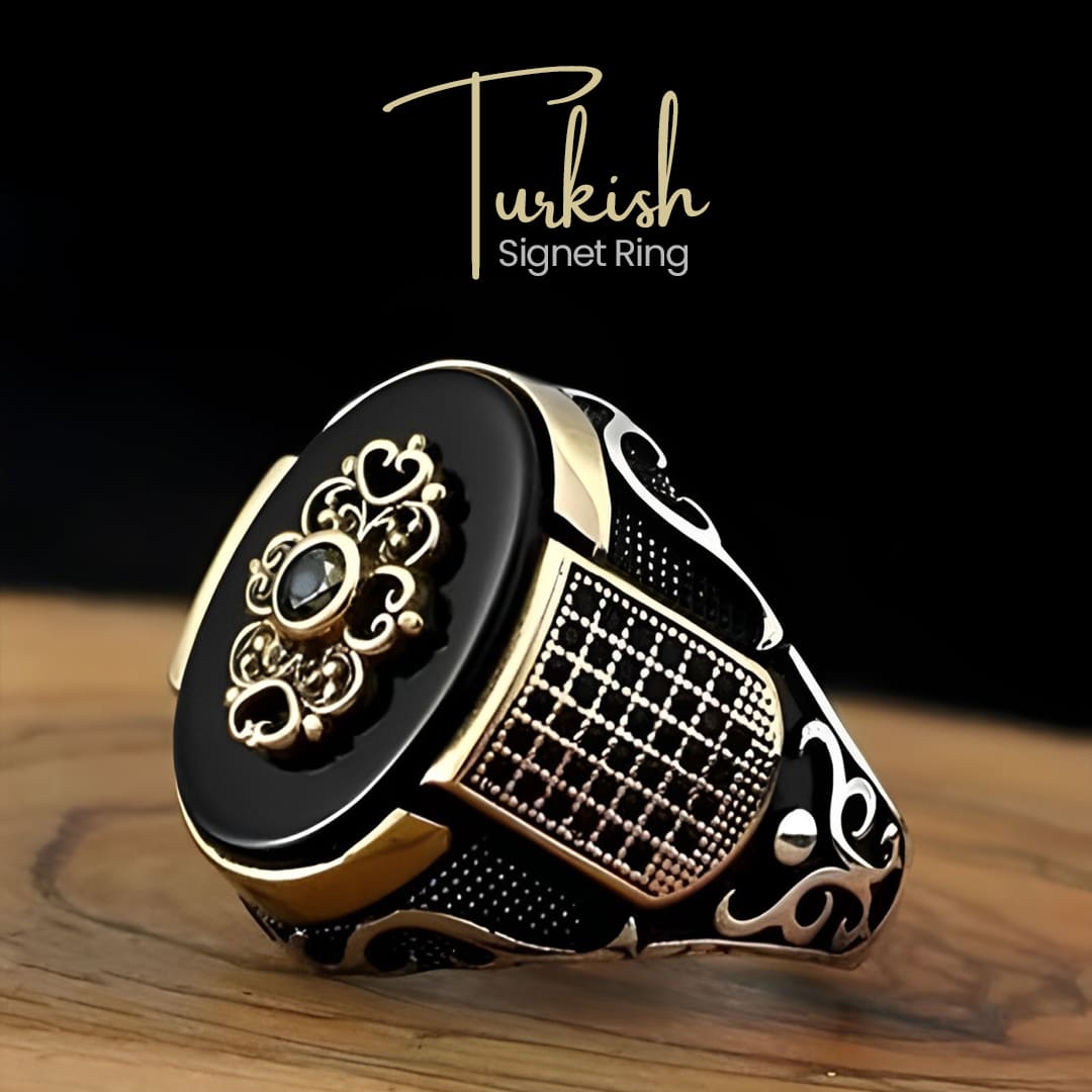 Turkish Signet Ring Round | Black