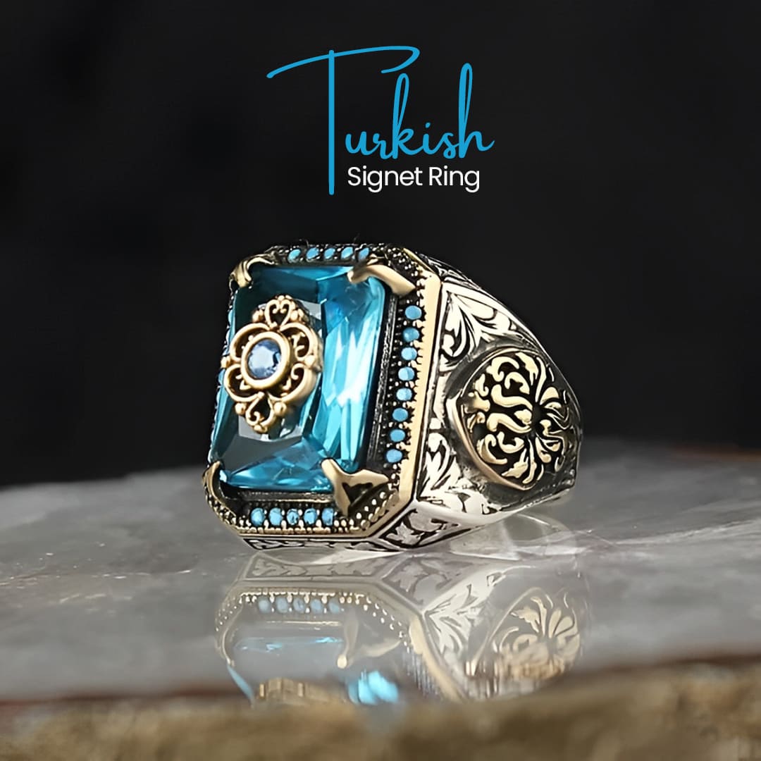 Turkish Signet Ring | Cyan