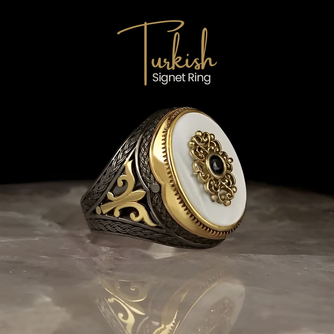 Turkish Signet Ring Round | White