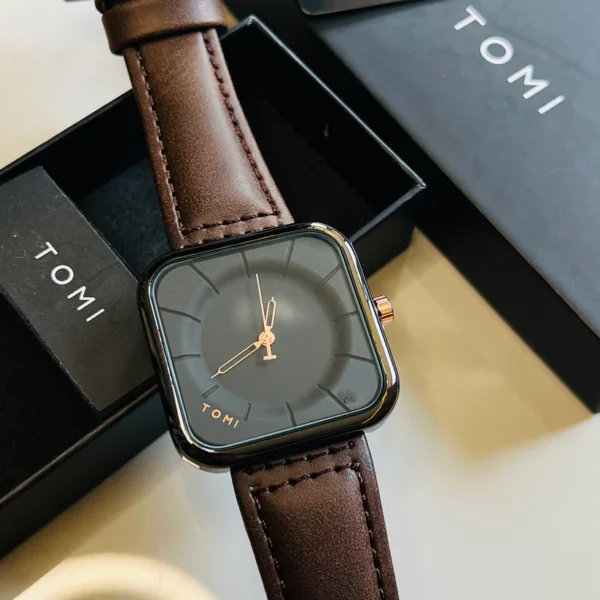 Tomi Coffee Black Square Dial Watch