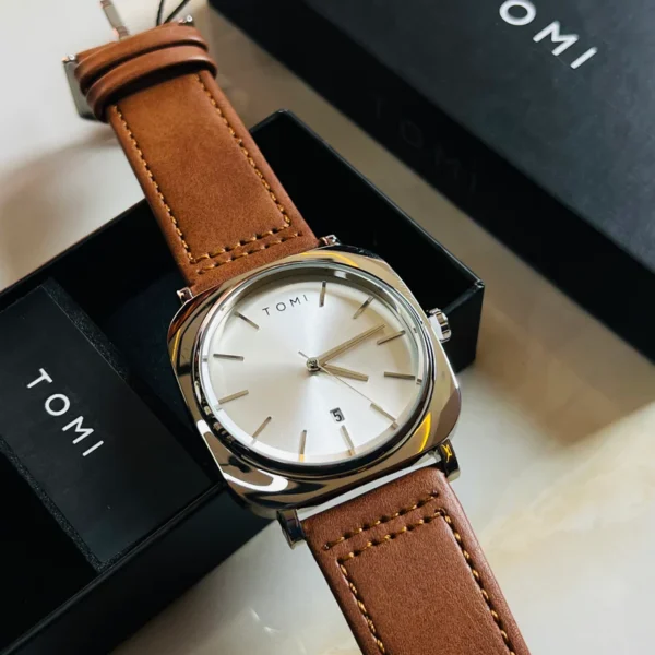 Tomi Brown Silver Business Class Watch